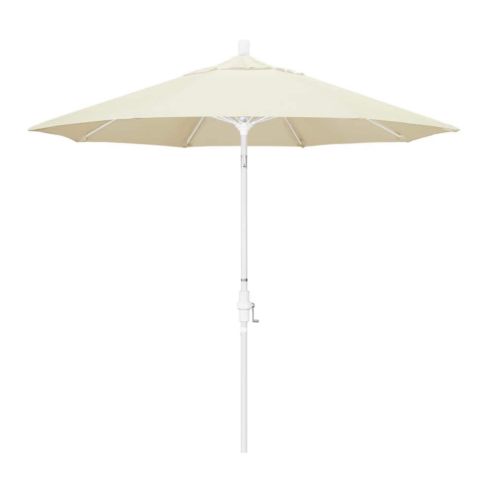 9 ft. Matted White Aluminum Market Patio Umbrella with Fiberglass Ribs Collar Tilt Crank Lift in Canvas Sunbrella price history on PriceWatchPro