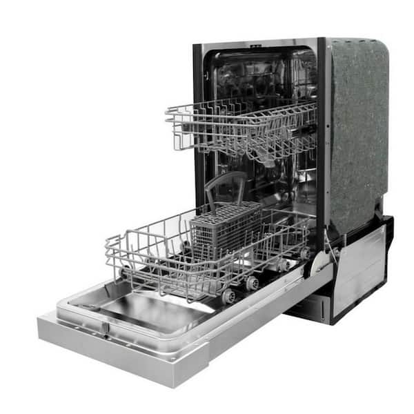 Summit DW18SS4 18 Built In Dishwasher with 8 Place Settings Energy Star  Digital Touch Controls Stainless Steel Interior Adjustable Smart Fold Shelf