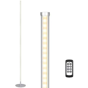 57.5 in. Silver LED Dimmable Standing Floor Lamp for Living Room with Remote Control