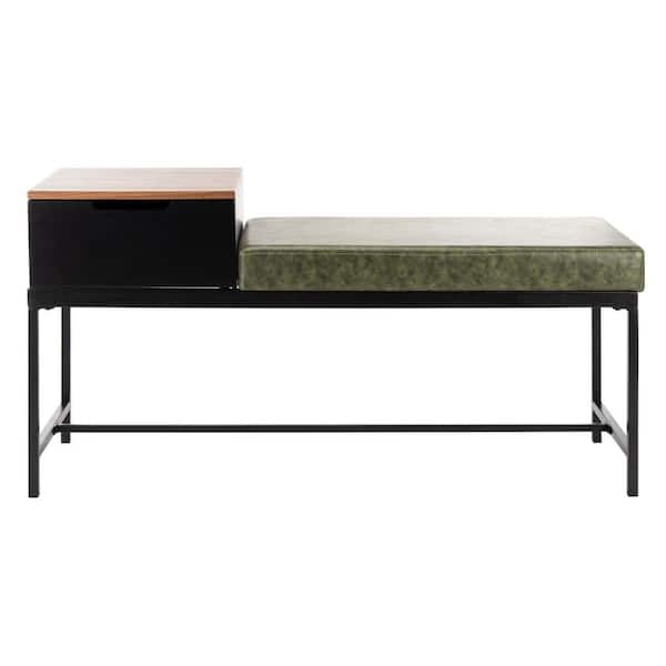 SAFAVIEH Maruka Gray Wash/Dark Green Storage Bench