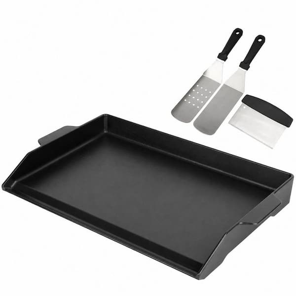 23 in. x 16 in. Black Cast Iron Nonstick Flat Top Griddle Plate for Gas Grill Stove Top Universal 1 Pack