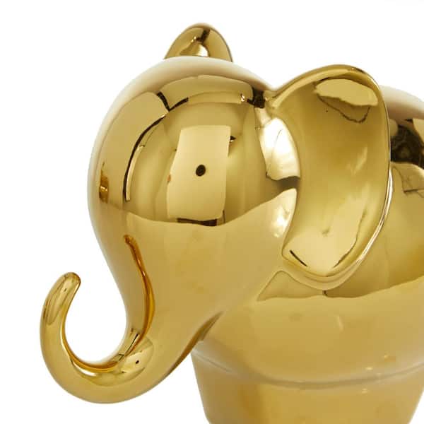 Gold Porcelain Elephant Sculpture (Set of 2)