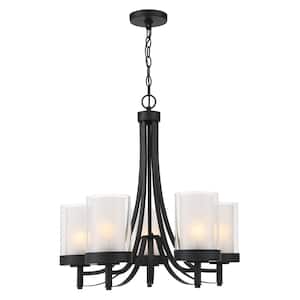 Pacifica 5-Light Coal Chandelier with Clear and Etched Glass