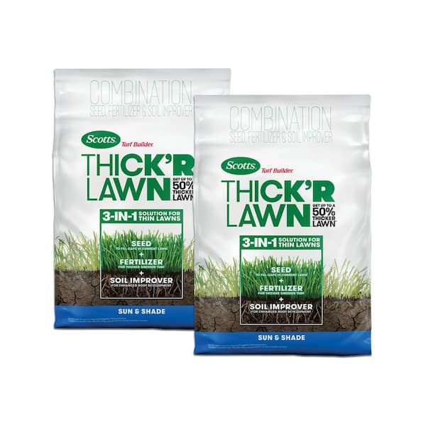 Scotts Turf Builder 12 Lbs Thick R Sun And Shade Grass Seed 2 Pack Vb02437 The Home Depot