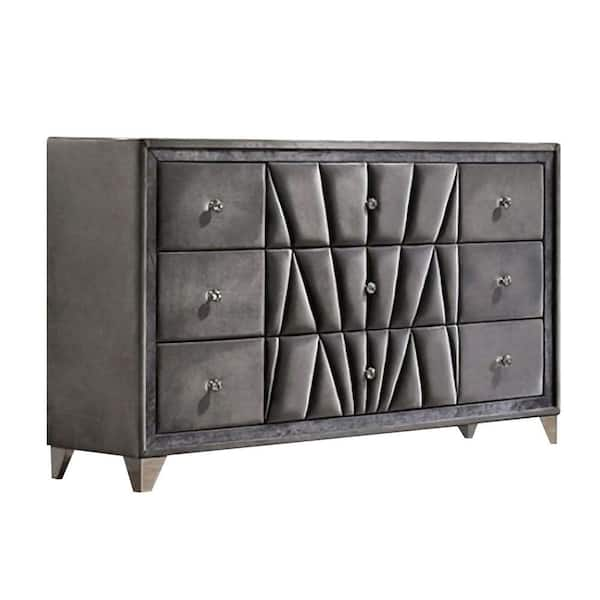 Benjara 18 13 In Gray 9 Drawer Wooden Dresser Without Mirror Bm239797 The Home Depot