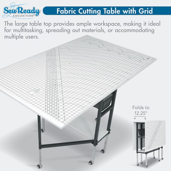 左右折りたたみ式ソーイングテーブル Sew Ready 58.75 in. W x 36.5 in. D MDF Folding Fabric Cutting