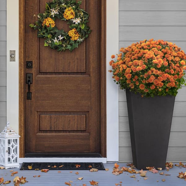 Sonata Large Black Recycled Rubber Tall Square Planter with Drainage Holes (18 in. L x 18 in. W x 36 in. H)