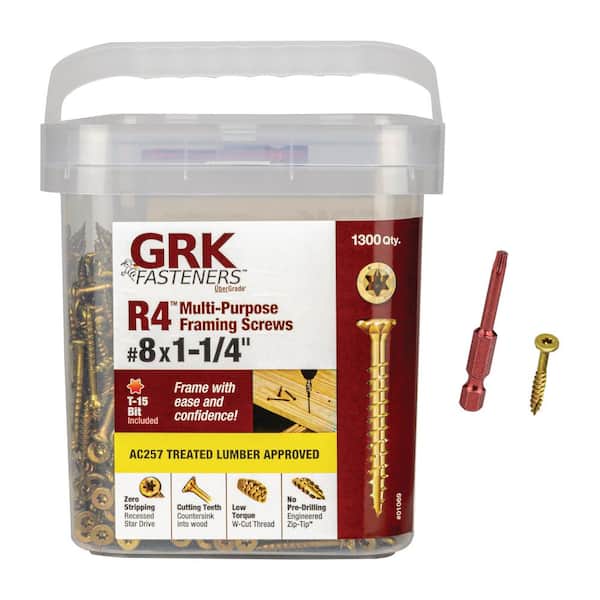 GRK Fasteners #8 x 1-1/4 in. Star Drive Round Head R4 Multi-Purpose Framing and Decking Screws (1,300-Pack)