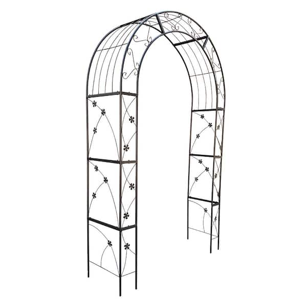 Cesicia 98 .4 in. Outdoor Metal Garden Arch Garden Arbor Trellis Climbing Plants Support