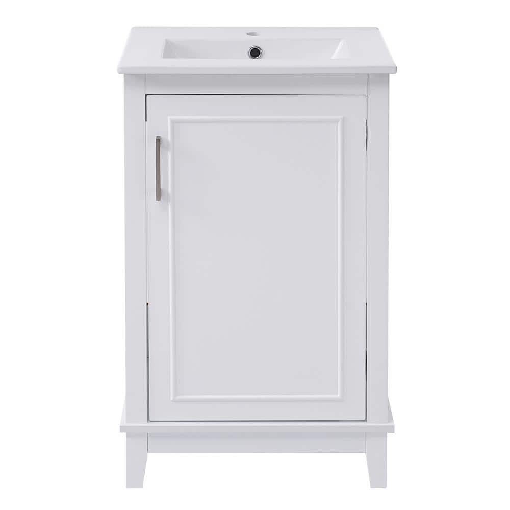 Ami 20 in. W White FreeStanding Bathroom Vanity Cabinet With Ceramic Top price history on PriceWatchPro