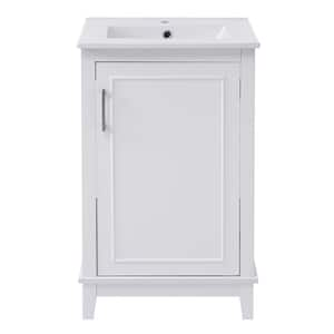 Ami 20 in. W White FreeStanding Bathroom Vanity Cabinet With Ceramic Top