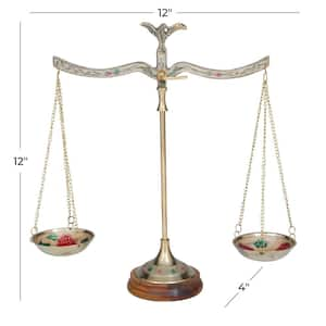 Gold Metal Kitchen Scales with Floral Patterns