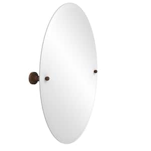 Dottingham Collection 21 in. x 29 in. Frameless Oval Single Tilt Mirror with Beveled Edge in Antique Bronze