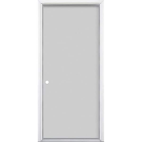 Masonite 36 in. x 80 in. Utility Flush Right-Hand/Inswing Primed Gray Steel Prehung Front Door with Brickmold