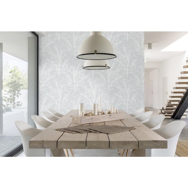 Tree Branches Daydream Gray Botanical Vinyl Peel & Stick Wallpaper Roll (Covers 30.75 Sq. Ft.)