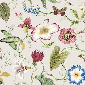 Raspberry and Chartreuse Summer Garden Floral Vinyl Peel and Stick Wallpaper Roll (Cover 40.5 sq. ft.)