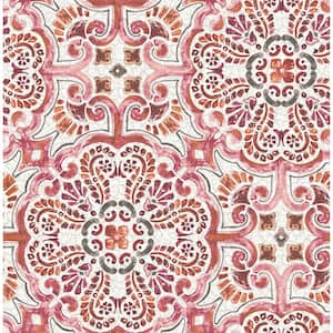 Florentine Pink Tile Paper Strippable Roll Wallpaper (Covers 56.4 sq. ft.)