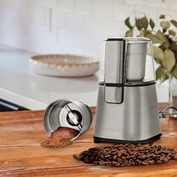 OVENTE 2.1 oz. Silver Bladed Electric Coffee Grinder with 4-Blade