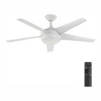 Windward IV 52 in. Indoor LED Matte White Ceiling Fan with Dimmable Light Kit, Remote Control and Reversible Motor