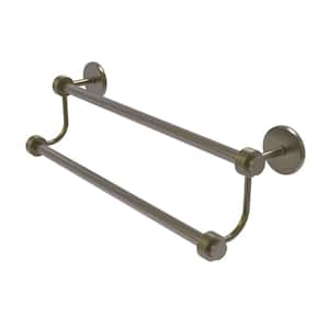 Satellite Orbit Two 18 in. Wall Mounted Double Towel Bar with Groovy Accent in Antique Brass