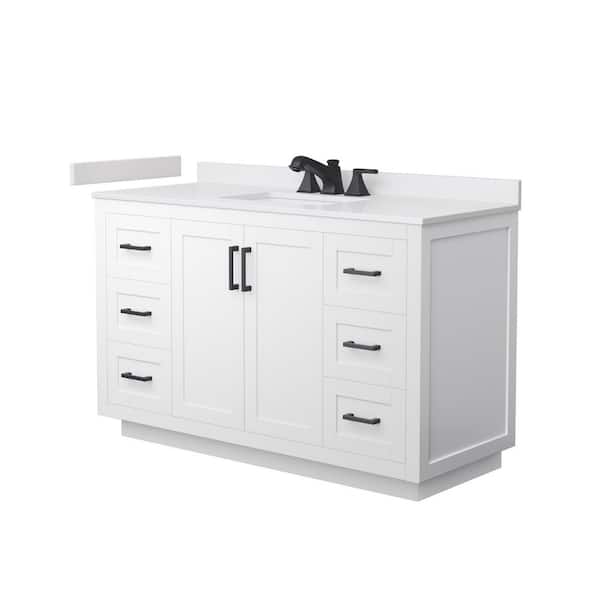Miranda 54 in. Single Freestanding White Bath Vanity with White Cultured Marble Top Assembled