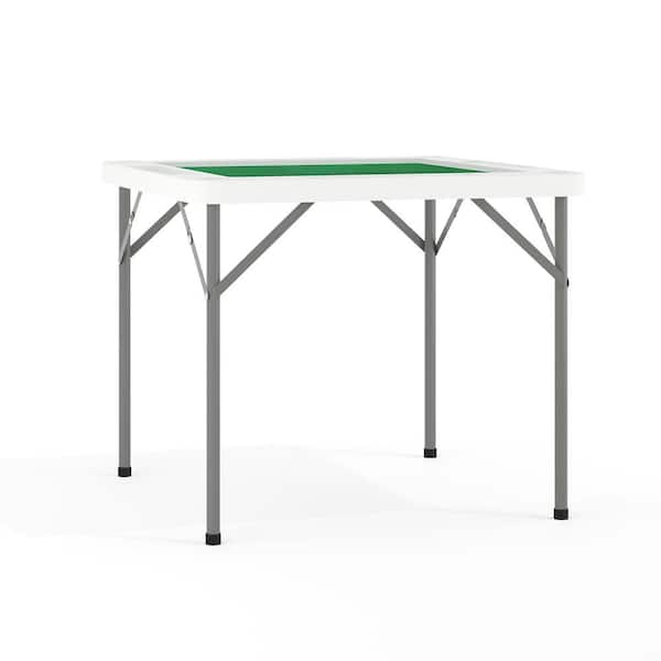 34.5 in. Granite White Plastic Tabletop Metal Frame Folding Table