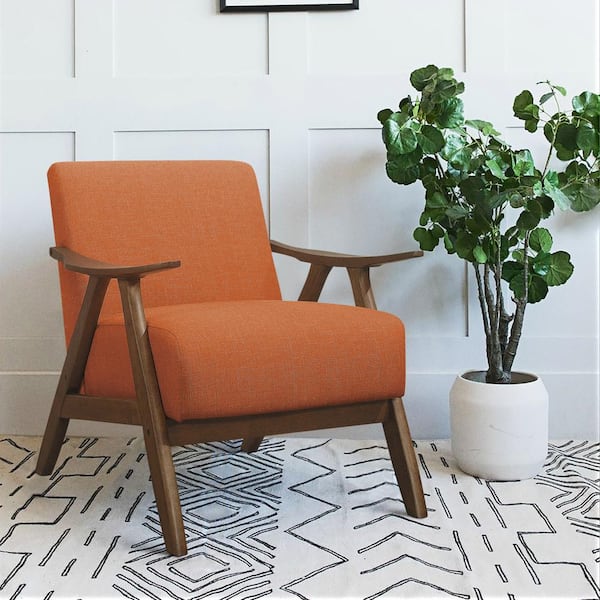 Lazzara Ocala Orange Fabric Upholstery Solid Wood Frame Accent Chair