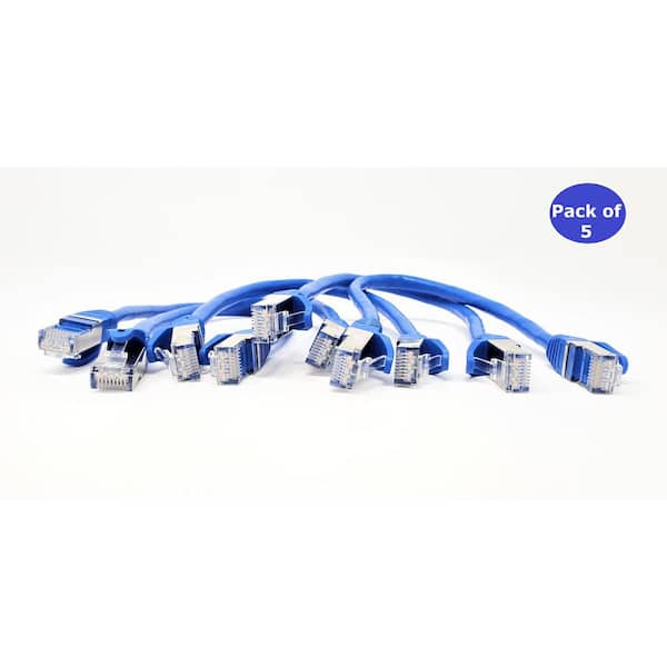 7 Feet CAT 7 SFTP Double Shielded RJ45 Snagless Ethernet 26AWG Cable, Blue  5-Pack - Micro Connectors, Inc.