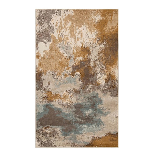 SUPERIOR Pixie Camel 5 ft. x 8 ft. Modern Color Abstract Indoor Area Rug