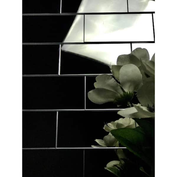Reflections 3 in. x 6 in. Diamond Grade Glass Mirror Beveled Peel & Stick Subway Decorative Kitchen & Bathroom Wall Tile Abolos