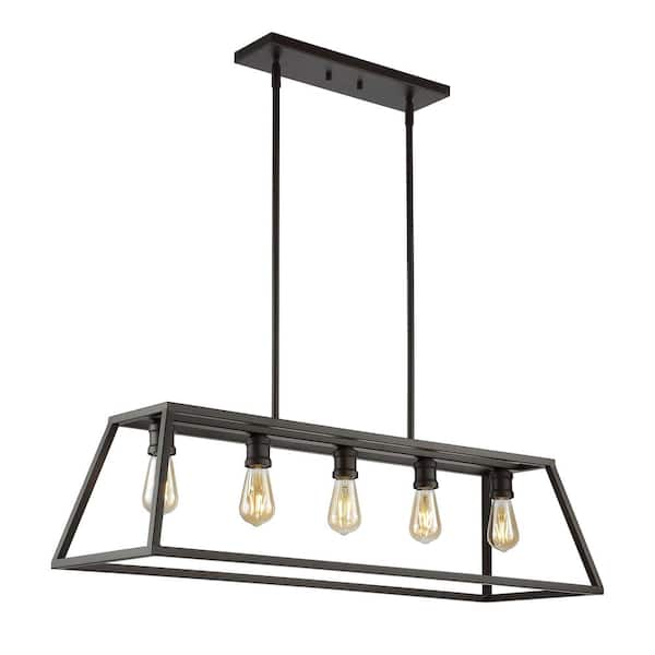 Jonathan Y Floyd 38 In 5 Light Adjustable Iron Farmhouse Vintage Led Dimmable Pendant Oil Rubbed Bronze Jyl7521a Jonathan Y Floyd 38 In 5 Light, Freemont 5 Light Kitchen Island Linear Pendant Farmhouse Lighting