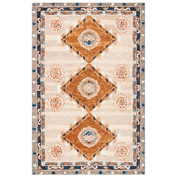 Aspen Brown/Blue 8 ft. x 10 ft. Border Aztec Area Rug