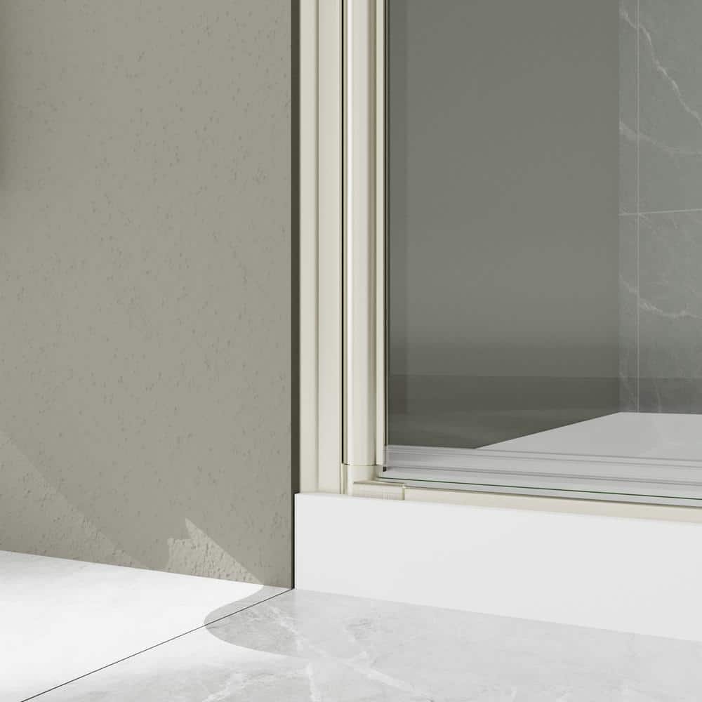 60" Brushed Nickel Semi-Frameless Pivot Shower Door with Clear Glass