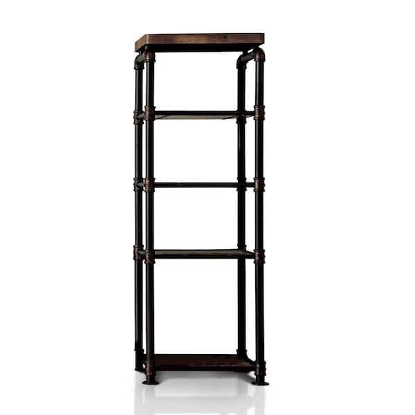 Furniture of America 62.5 in. Antique Black Metal 5-shelf Etagere Bookcase with Open Back