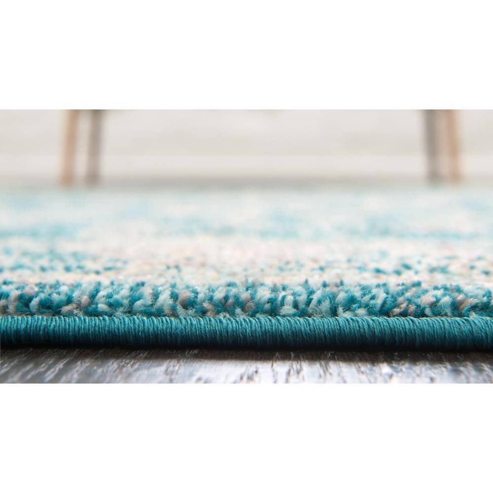 Turquoise Floral 8x8 Square Synthetic Rug for Indoor Elegance