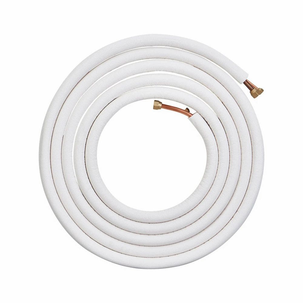 Mini Split Threaded Cap 25 ft. Mini Split Line Set 1/4 in. and 1/2 in. O.D Copper Pipes Tubing ...