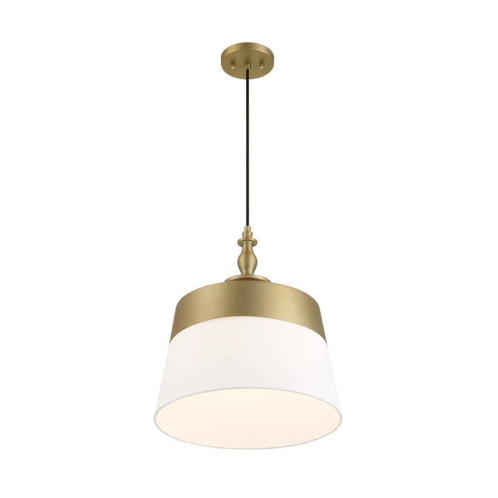 Ava Brushed Gold Drum Pendant Light with White Shade