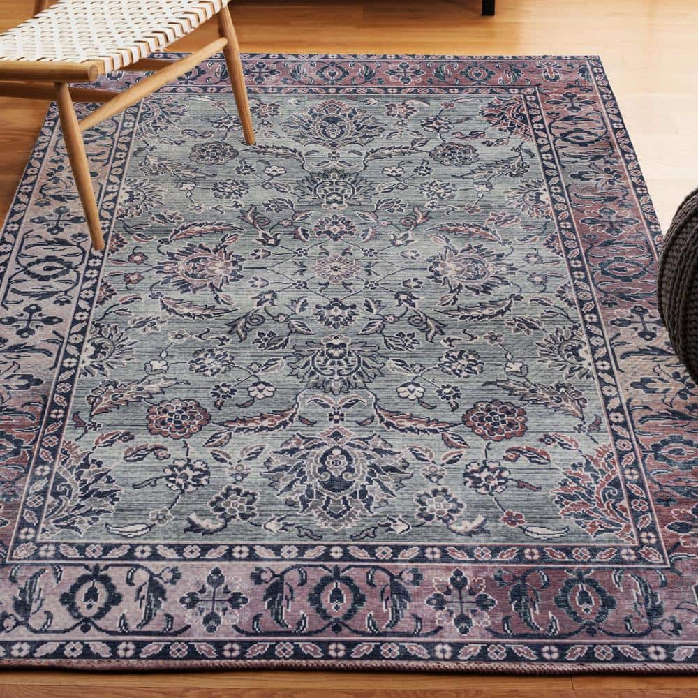 Victoria Ornate Persian Washable Gray and Purple 8x10 Area Rug