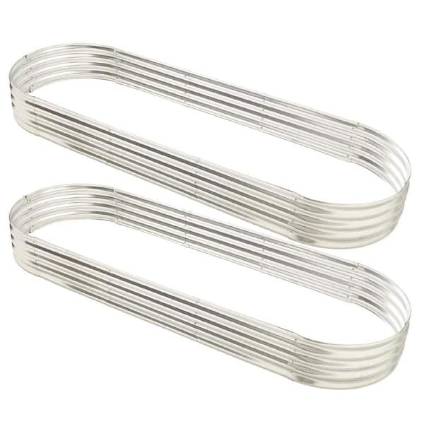 Metal Oval Raised Garden Bed Planter 108 in. L x 36 in. W x 12 in. H Galvanized Easy Assembly 2 Pack