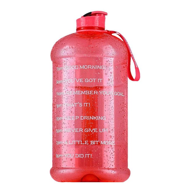 Zulay Kitchen 128 oz Hydration Nation Plastic Water Bottle with Times to Drink - Pink