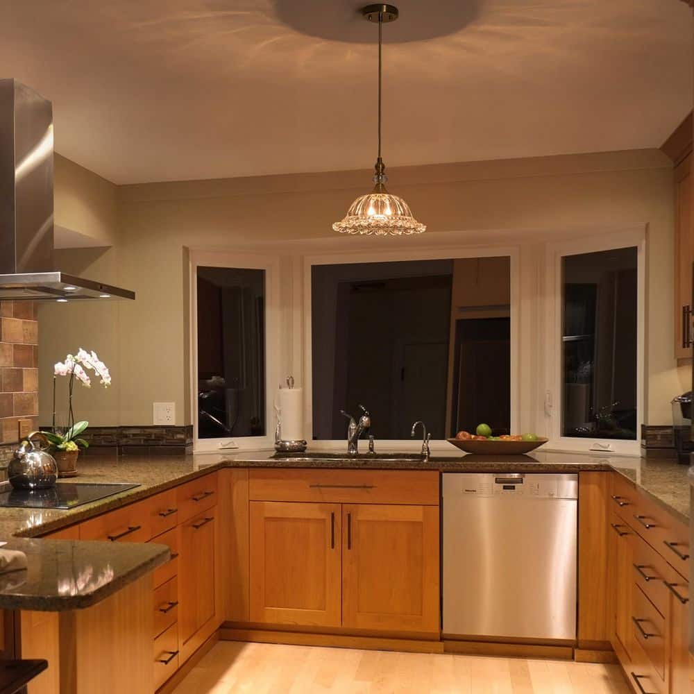 11.81 in. 1-Light Brass Kitchen Island Hanging Pendant Light with Ribbed Flower Glass Shade price history on PriceWatchPro