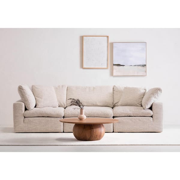 Jeremy 114 in. 3-Piece Performance Fabric Modular Sectional Sofa in Coastside Sand, Stain-Resistant Polyester Upholstery
