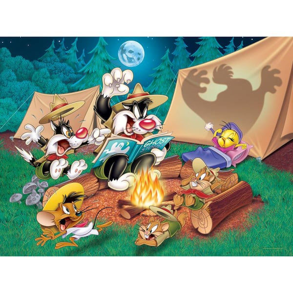 Oriental Furniture Oriental Furniture 24 in. x 32 in. "Sylvester and Tweety Camping" Canvas Wall Art