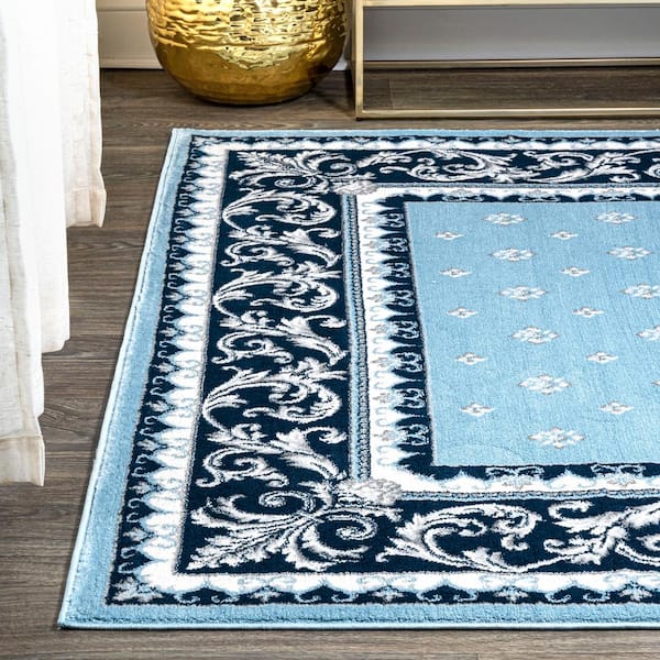JONATHAN Y Acanthus Blue/Navy 4 ft. x 6 ft. French Border Area Rug