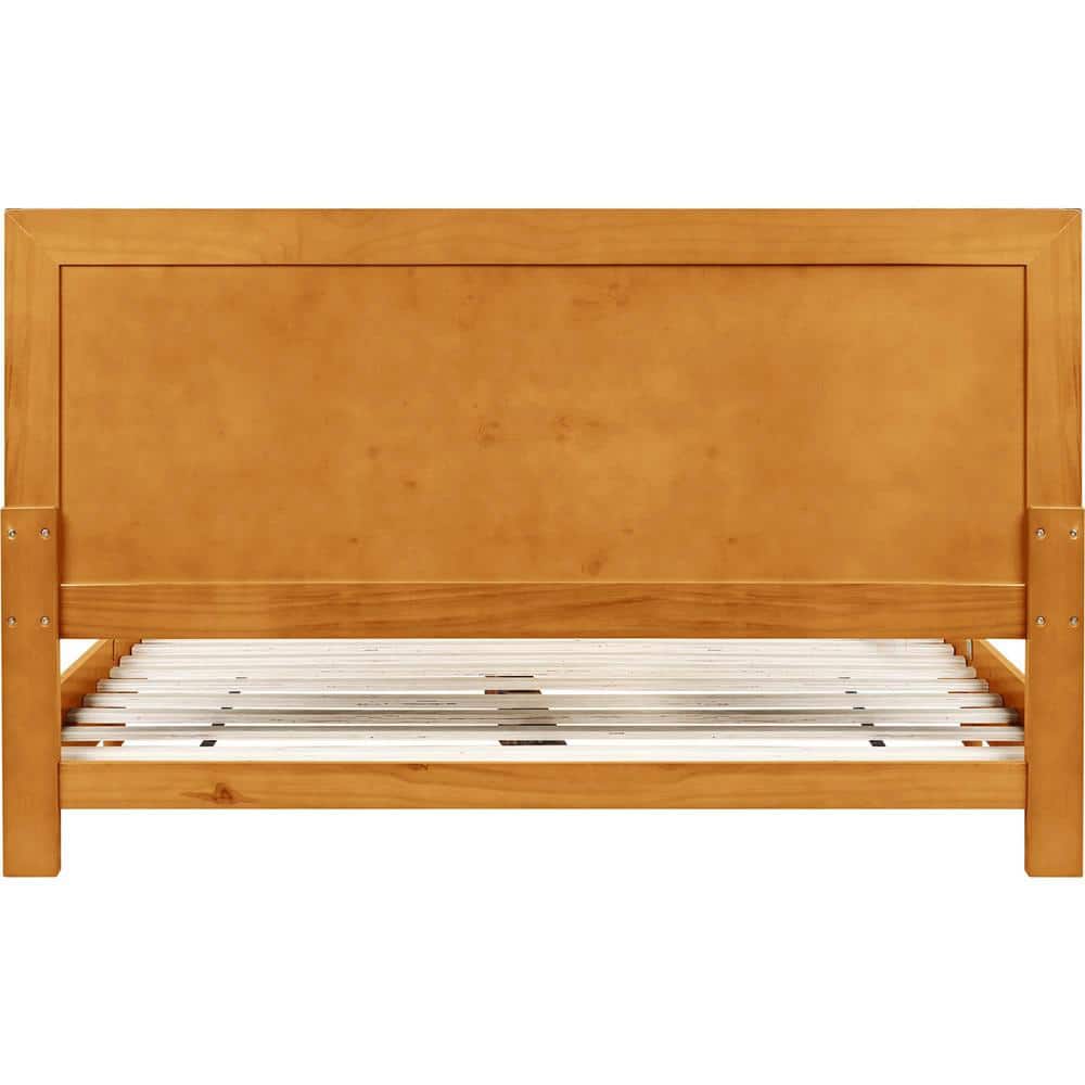 Oxford Oak King Platform Bed with Paneled Wood Headboard