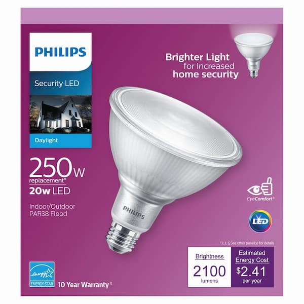 why domesticate cooperate Philips 250-Watt Equivalent PAR38 Dimmable High Lumen LED Flood Light Bulb  Bright White (5000K) 539940 - The Home Depot