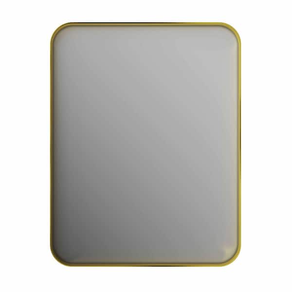 24 in. W x 32 in. H Rectangular Aluminum Framed Wall Bathroom Vanity Mirror in Golden