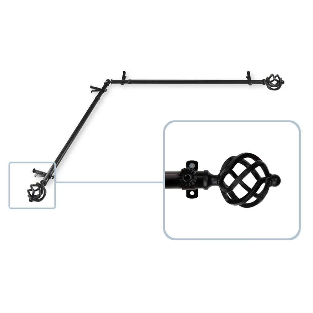 Rod Desyne Twist 13/16 in. Dia 28-48 in. L Corner Window Single Curtain Rod in Black