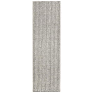Natural Texture Ivory Grey 2 ft. x 8 ft. All-Over Design Contemporary Runner Area Rug