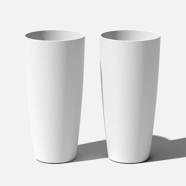 Veradek Selena 28 in. White Plastic Pot Planter (2-Pack)